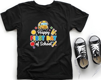 Kids First Day of School T-Shirt, School Bus Graphic Tee