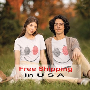 Personalized Custom Matching Shirt| Matching Sweatshirts, Custom Name & Text | Perfect Gift for Couples | Matching shirt,Couple Fingerprint