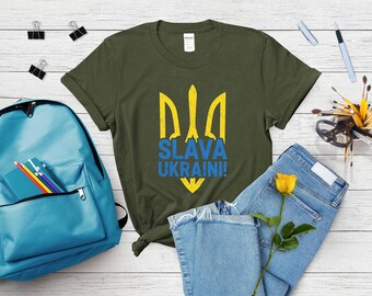 Slava Ukraini T-Shirt | Ukrainian Trident Unisex Tee