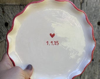 Plato personalizado de cerámica con texto o dibujo – Plato artesanal hecho a mano
