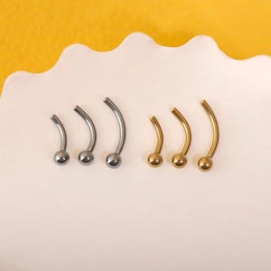 16G Titanium Threadless Push-In Curved Barbell, Replacement Eyebrow Rook Daith Tragus Cartilage Piercing Bar, DIY Body Jewelry Spare Parts