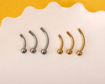 16G Titanium Threadless Push-In Curved Barbell, Replacement Eyebrow Rook Daith Tragus Cartilage Piercing Bar, DIY Body Jewelry Spare Parts