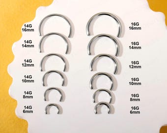 Internal Threaded Horseshoe Ring Barbell Replacement Titanium, in 14G/16G Thickness, 6-16mm Inner Diameter, fits 0.9mm threaded Tops, DIY