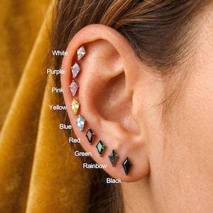 5A Kite CZ Titanium Internally Threaded Replacement Top ONLY, Fit 16G 18G Inner Thread Ear Stud Post Base, helix tragus conch nose lobe stud