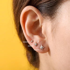 Implant Grade Titanium Minimalist North Star End Only, 0.9mm Internally Threaded Top for 16G 18G Posts, Helix/ Labret/ Nose Stud Replacement