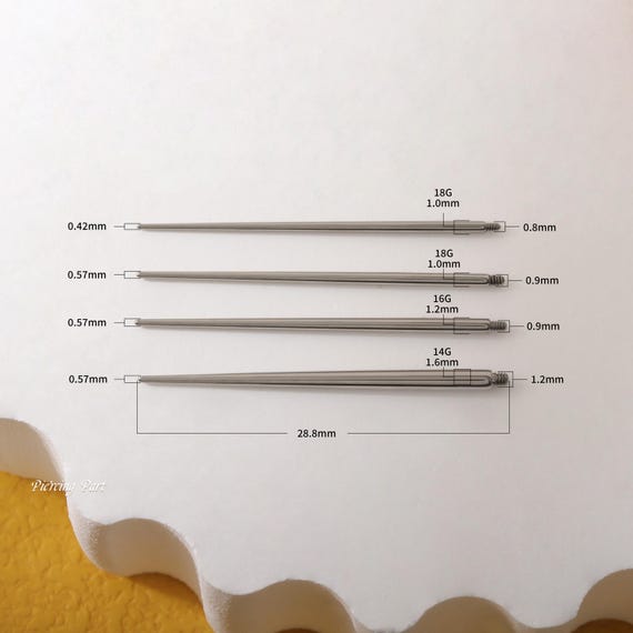 14G 16G 18G Titanium Piercing Taper, Straight Pin for 0.8mm Internal Threaded Post Flat Back, Body Piercing Toll for Ear Nose Navel Lip
