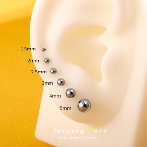 Titanium Tiny Ball Push Pin Top Only| Fits 16G/18G/20G Threadless Flat Back | Helix Tragus Conch Earring Piercing Essential for Ear Studs