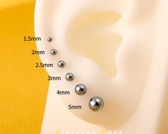 Titanium Tiny Ball Push Pin Top Only| Fits 16G/18G/20G Threadless Flat Back | Helix Tragus Conch Earring Piercing Essential for Ear Studs
