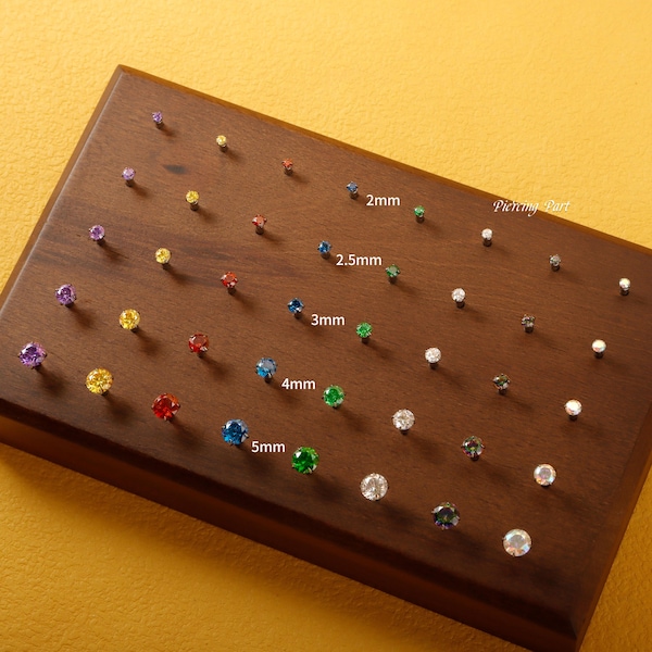 Titan Druckstift Top mit 5A Cubic Zirkonia in 2/2.5/3/4/5 mm | Passend für 16G / 18G / 20G fadenlose Basis | Helix Tragus Muschelnase lippen flacher Rücken Bolzen