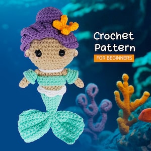 Crochet Mermaid Doll, Mini Amigurumi Fairy Tale Doll Pattern, Small Handmade Gifts for Baby Girl, Beginner Plush PDF