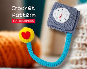 Tonomètre rétro au crochet, tonomètre PDF, modèle anglais pour débutants, série de jeux de simulation de docteur au crochet Amigurumi, cadeau jouet bio