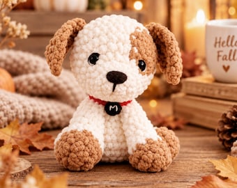 Crochet Plushie Pet Puppy Dog Pattern: Amigurumi Jack Russell Terrier Beginner Tutorial - Chunky Yarn