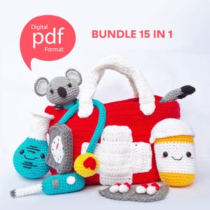 Medical Amigurumi Crochet Toys Patterns 15 in 1, Crochet Tutorials for Beginners, Low Sew Amigurumi Patterns, Organic Toy Gift