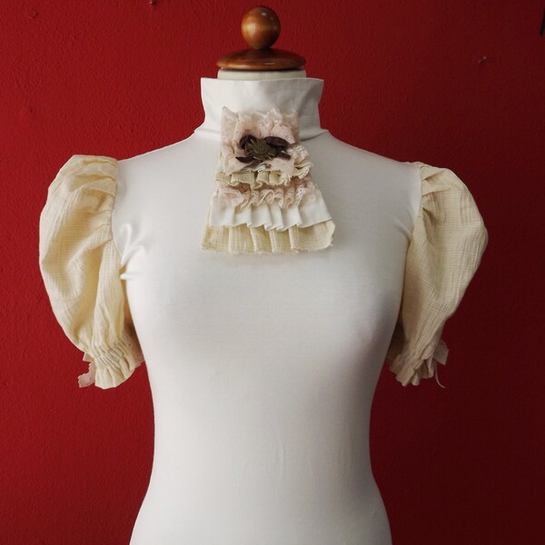 Ivory cotton blouse   for steampunk ,gothic styles, romantic, victorian, full , long skirt