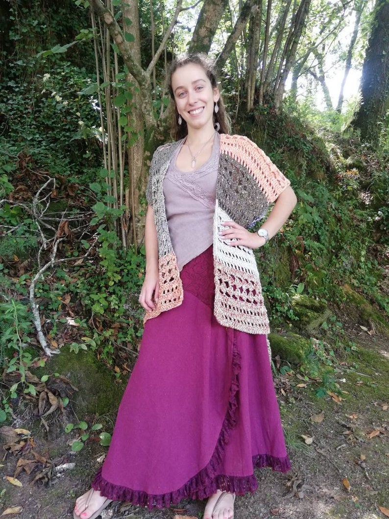 bohemian,Gypsy,woodland,handmade Cotton crochet cardigan festival,tribal style ready to ship