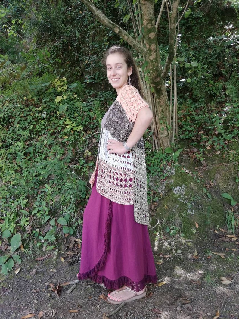 bohemian,Gypsy,woodland,handmade Cotton crochet cardigan festival,tribal style ready to ship