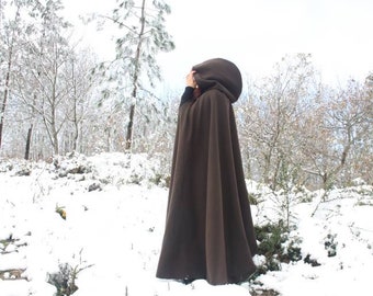 Brown Medieval full long cloak ,  unisex cloak ,   free size ready to ship