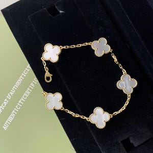 本物の VCA 18k マザーオブパール クローバー ブレスレット