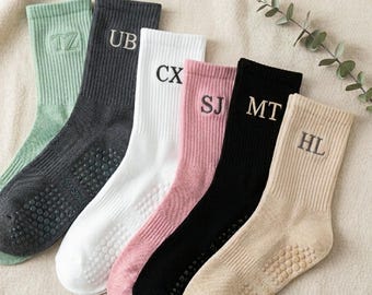 Calzini da yoga e pilates personalizzati con il tuo nome, testo, logo, calzini da donna personalizzati, calzini antiscivolo, bomboniere, regalo per la mamma