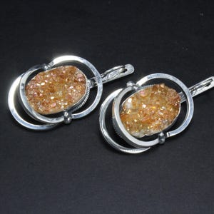 RÅ Druzy Geod Citrin Örhängen Sterlingsilver, Dingla Statement Örhängen Handgjorda i Armenien