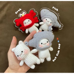 Crochet Cat Keychain: Handmade Kawaii Plush Toy with Sea Hats