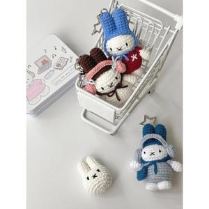 Handmade Crochet Miffy Bunny Keychain: Cotton Bag Charm
