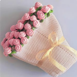 Crochet Rose Bouquet Blanket: Handmade Cotton Flower Blanket