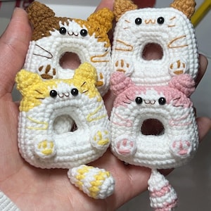 Crochet Donut Cat Keychain, Handmade Mini Crochet Amigurumi Cat Keychain, Buy 2 Get 1,  Cute Keyring, Crochet Cat, Cute Gift, Gift For Her