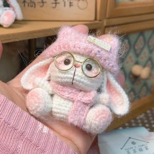 Crochet Cute Animal Set, Handmade Amigurumi Plush, Crochet Cute Bunny, Kitty Cat, Pig, Frog, Sheep, Crochet Animal Keychain, Gift For Her
