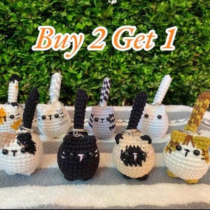 Crochet Cute Cat Keychain, Buy 2 Get 1, Handmade Mini Crochet Amigurumi Cat Keychain, Cute Keyring, Crochet Cat, Cute Gift, Gift For Her