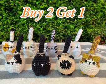 Llavero de gato de ganchillo, llavero de gato amigurumi mini hecho a mano, regalos bonitos para amantes de los gatos, llavero bonito, peluche de gato de ganchillo
