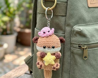 Crochet Otter Plushie with Fish – Handmade Amigurumi Otter Keychain, Cute Sea Animal Gift, Otter Couple Toy Charm, Crochet Keychain, Gift