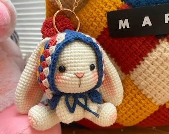 Handmade Crochet Bunny Keychain: Cotton Miffy Bag Charm