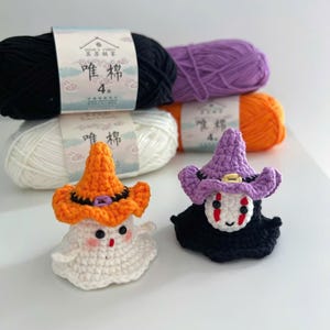 Crochet Ghost Keychain: Handmade Halloween Plushie with Hat