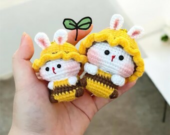 Handmade Crochet Bunny Miffy Lifestyle Keychain Bag With Charm, Handmade crochet Keychain, Bunny Crochet Keychain, Easter day, Cute Keychain