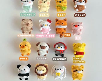 Lindos llaveros de animales de crochet, amigurumi hechos a mano para bolsos, pequeños regalos de peluche, regalo para amigos, llavero de crochet, rana de crochet