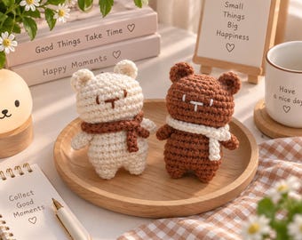 Crochet Bear Couple, Handmade Teddy Bear Plush, Cute Bear Doll, Amigurumi Animal, Couple Gift, Anniversary Gift for Her, Christmas Gift