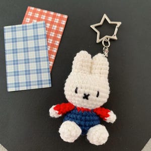 Crochet Miffy Bunny Keychain: Handmade Cotton Bag Charm