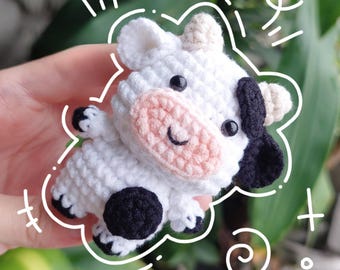 Vaquita de peluche, adorable mini vaca de peluche de ganchillo