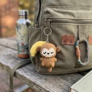 Crochet Monkey With Banana Keychain, Crochet Baby Monkey Keychain,Amigurumi Monkey, Crochet Monkey, Monkey Cute Gifts, Crochet Keychain