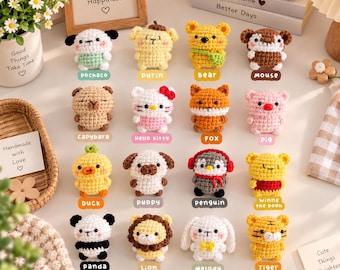 Cute Crochet Animal Keychains, Handmade Amigurumi Plush Bag Charms, Tiny Stuffed Animal Gifts, Friend Gift, Crochet Keychain, Christmas Gift