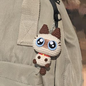 Crochet Cat with Big-Eyed Amigurumi – Handmade Crochet Cat Plushie, Crochet Cute Cat Keychain, Cute Kitten Toy Cat Lovers, Crochet Keychain