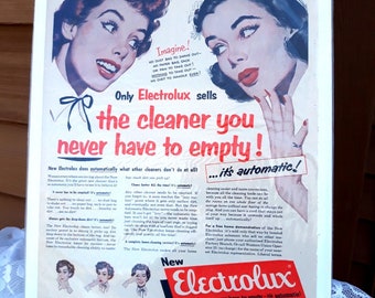 Vintage Electrolux Paper Advertisement Ephemera 1941 Sweden First US Factory Canister Vacuum New York San Francisco 14 1/4" X 11 1/4" Retro