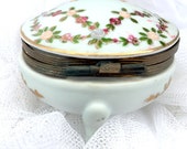 Antique Lot Of 3 Pieces Nippon Hand Painted Salt Shaker Norleans Porcelain Trinket Ring Box Hand Painted Roses Gold Cloissone Pill Box