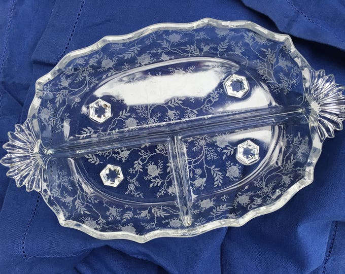 Vintage Fostoria Glass Chintz Pattern Baroque 1940 Compartment Etsy