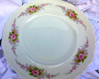 Antique Johnson Bros.China 2 Dinner Plates Pat. Oct.21st 1902 Pink Roses Pattern#JB232 Embossed Shabby Chic Bridal Wedding