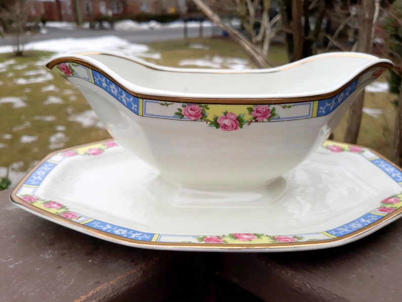 Antique W.H. Grindley Co. Gravy Boat Attached Saucer 1914 Etsy