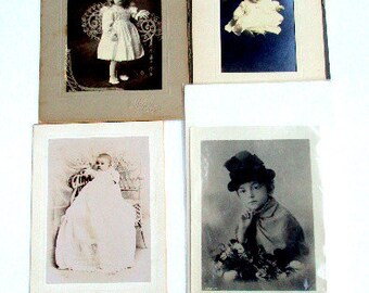 Vintage Photographs, cr. 1880s. Estate Collection of Family Members,tinted, B&W mounted Girls, Baby Wicker  I Take Credit Cards