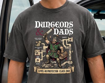 Camiseta de Dungeons and Dads, regalo divertido de DnD para el Día del Padre, camiseta de papá nivel 40, camiseta genial para papá gamer, regalo para papá, Comfort Colors para el Día del Padre