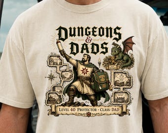 Camiseta de Dungeons and Dads, divertida camiseta de DnD para papás, regalo del Día del Padre para papás gamers, parodia de Dungeons & Dragons de Comfort Colors